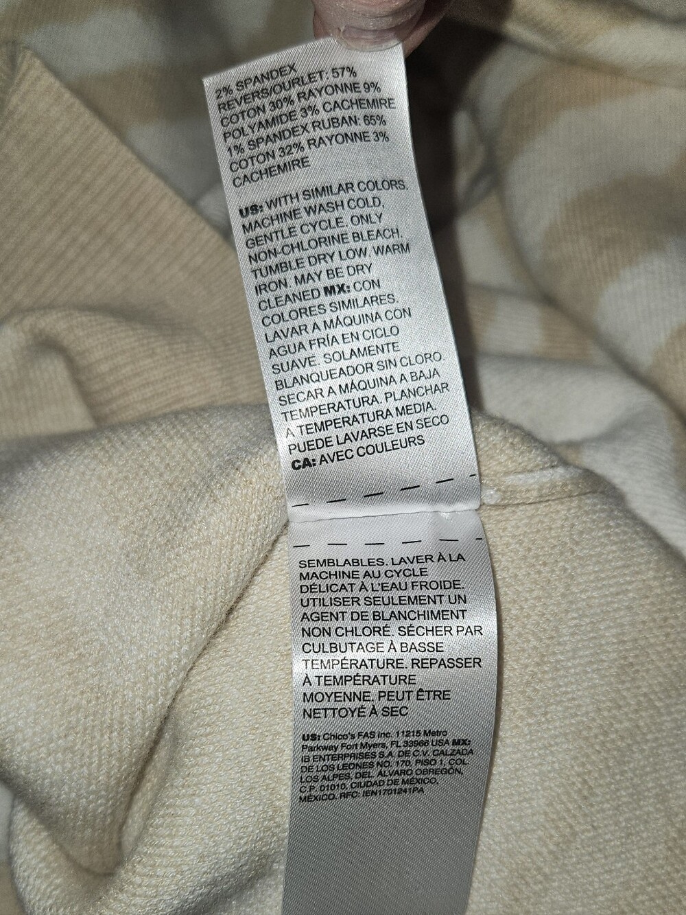 Chico's Zenergy Women's Size 3 (XL) Cream Zebra-Stripe Knit Hoodie Sweater NWOT - Picture 9 of 10